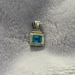 Elegant Sterling Silver and Blue Topaz Gemstone Pendant